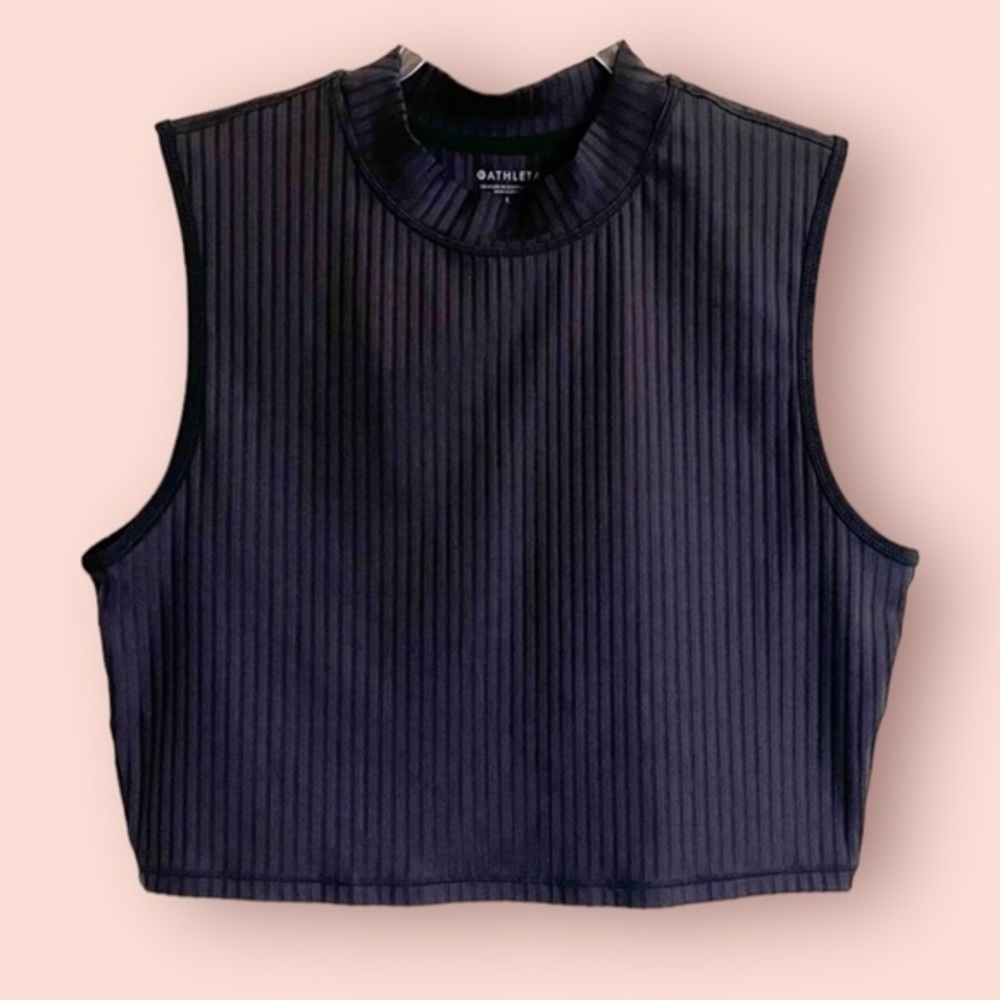 Athleta Black Ribbed Crop Tank